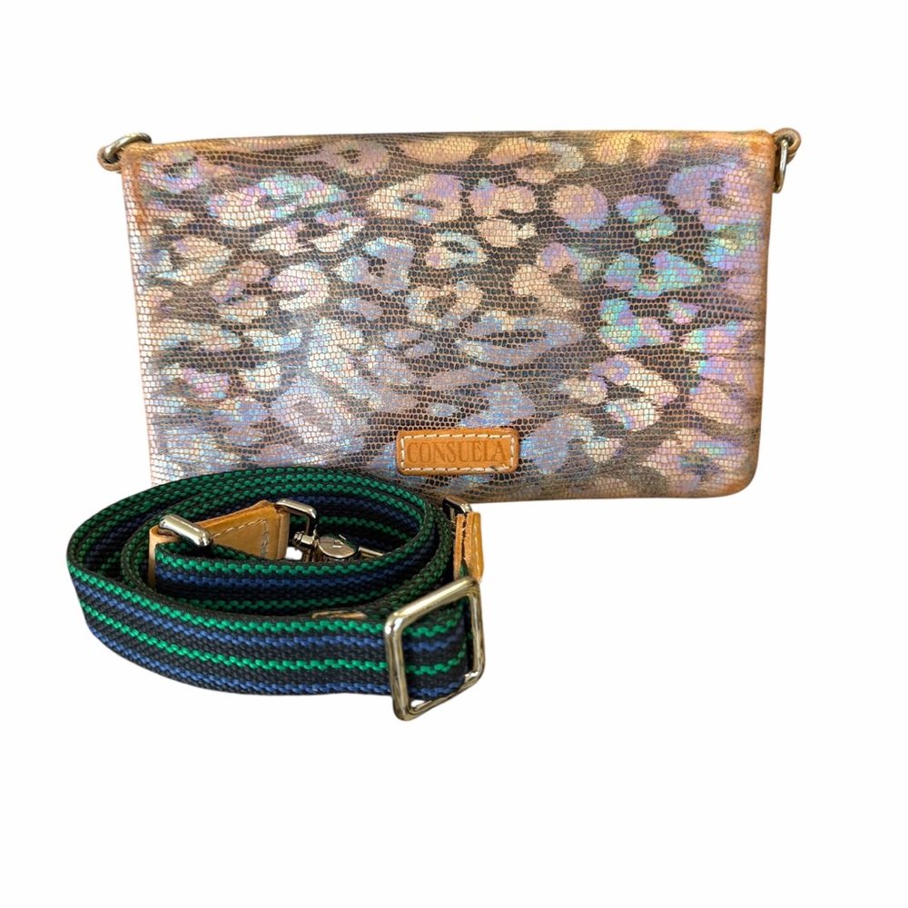 Consuela Holographic Leopard Convertible Clutch
